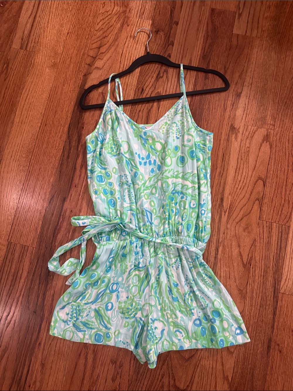 Lilly Pulitzer Green & Blue Printed Spaghetti-Strap One-Piece romper